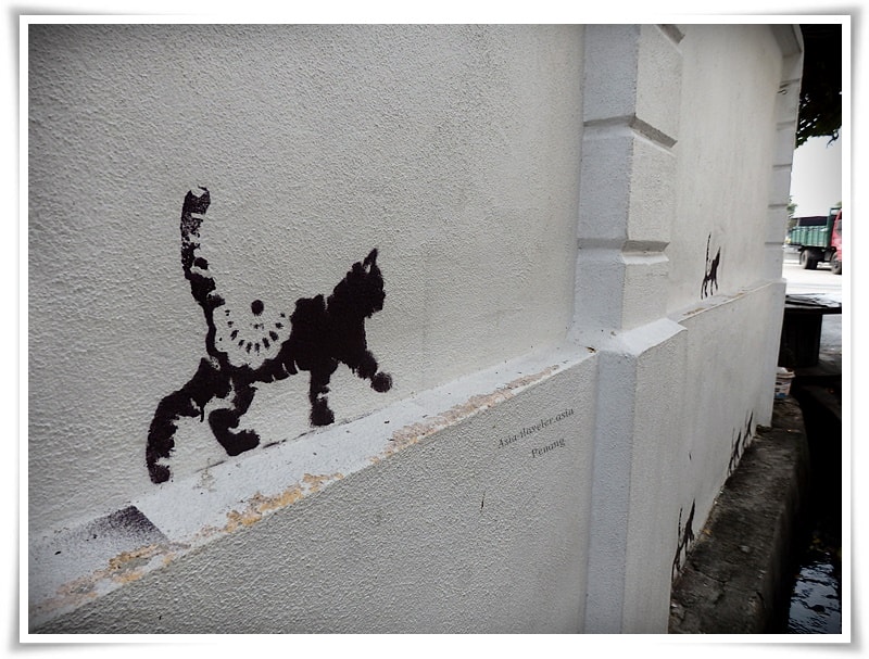 ペナンで見つけたかわいいネコの壁画